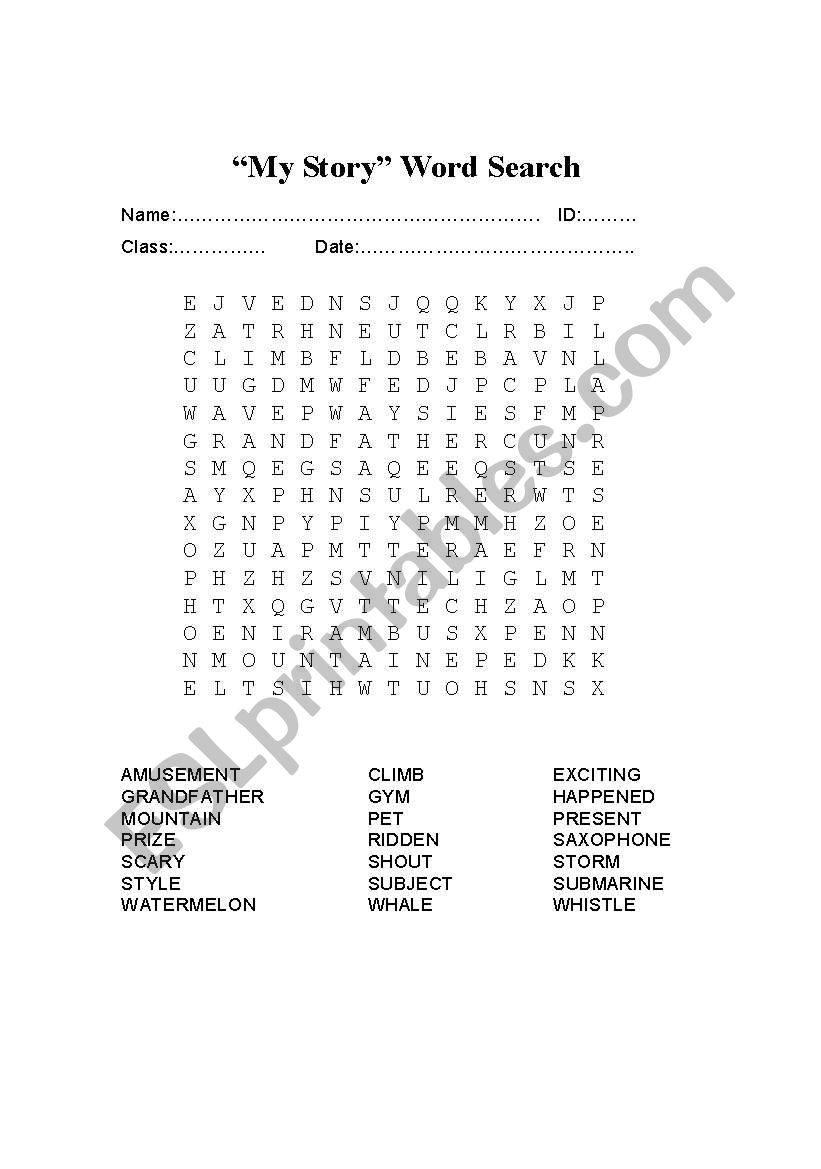 word search worksheet