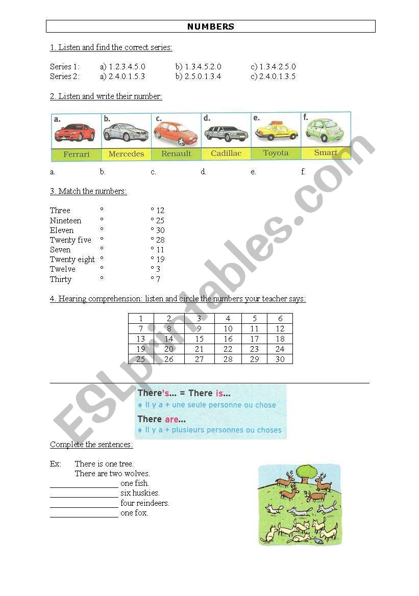 numbers 1 worksheet