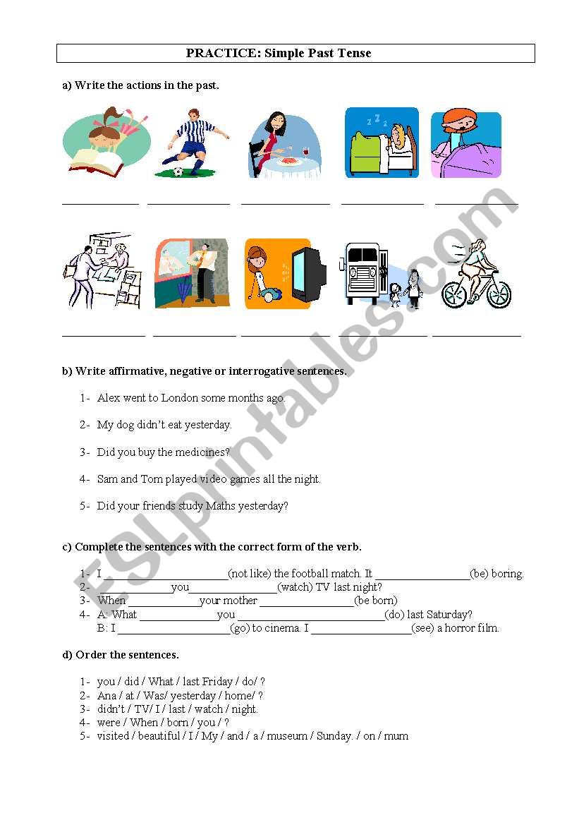revision: simple past worksheet