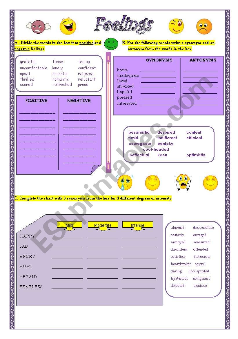 Feelings worksheet