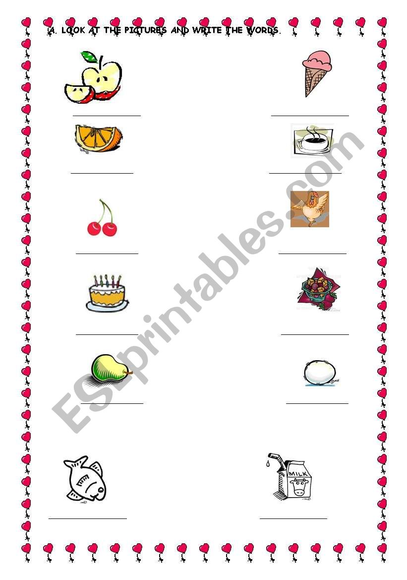 FOOD worksheet