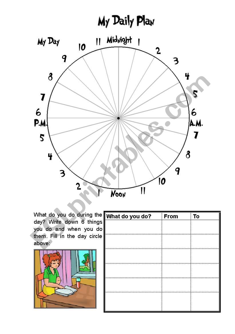 daily activities worksheet  worksheet