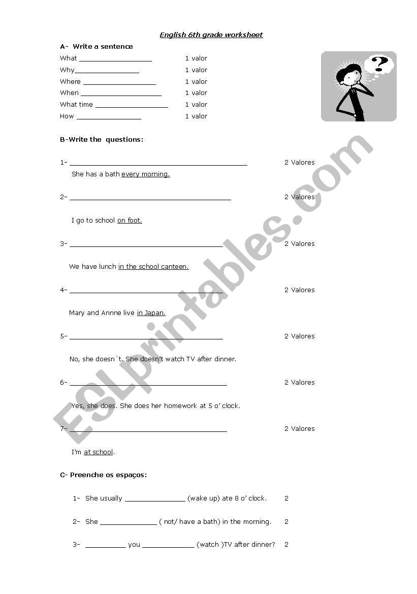 question words worksheet