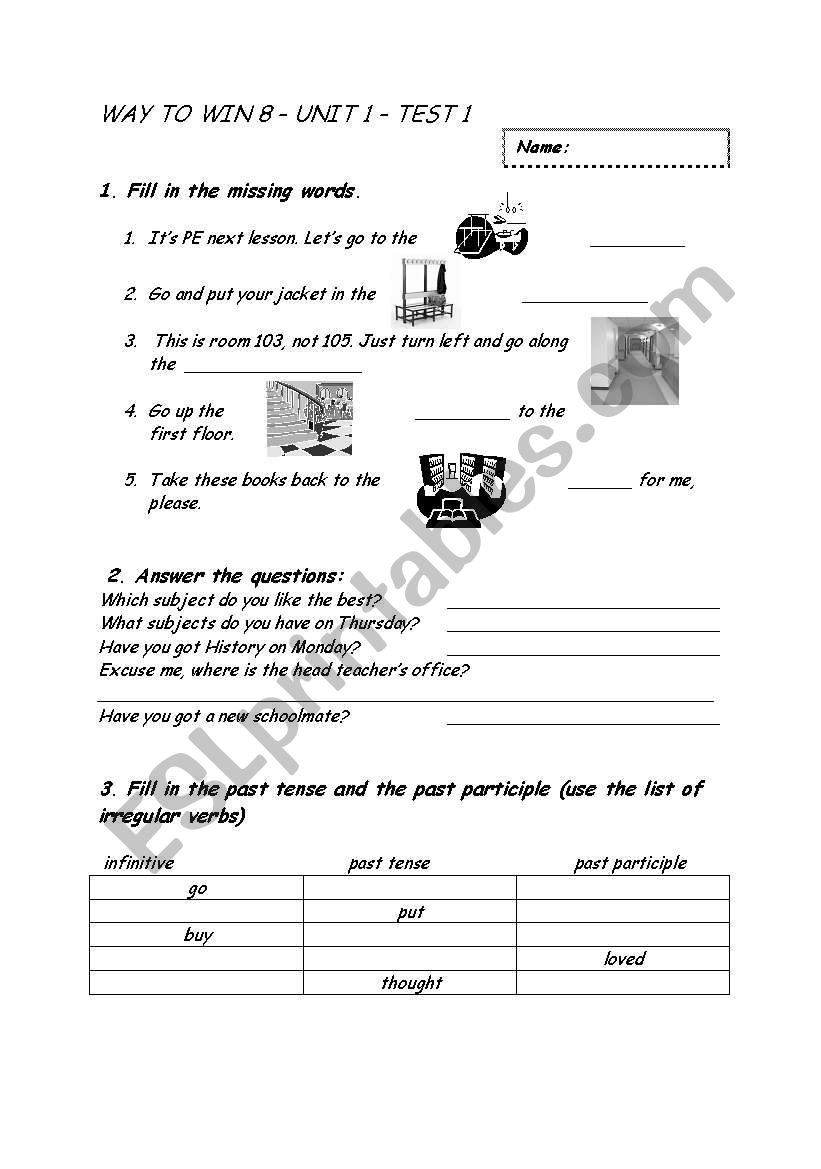 revision test worksheet