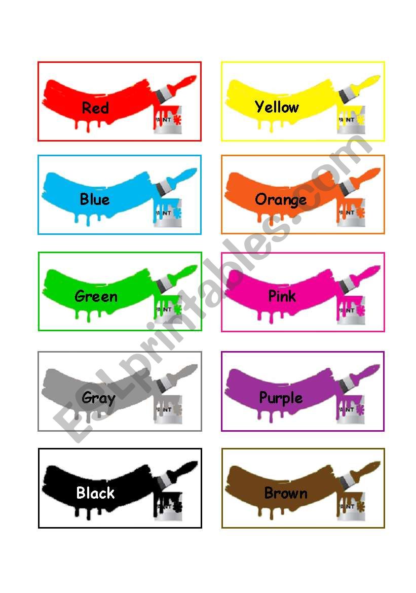Color flash cards worksheet