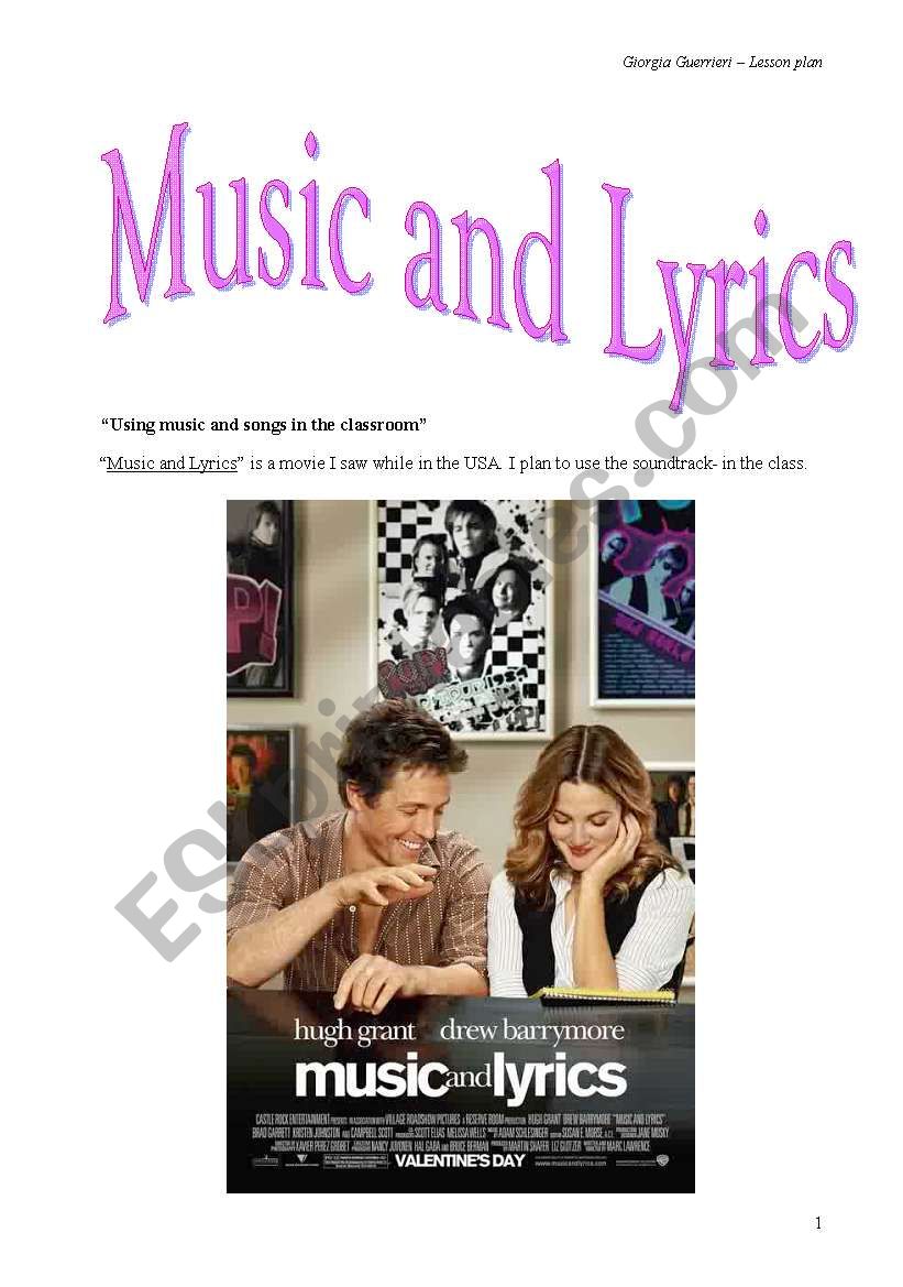 Music and Lyrics - Using music and songs in the classroom 