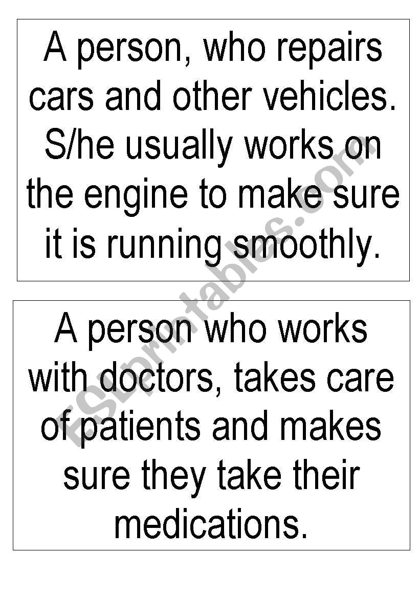 JOBS FLASHCARDS (8) - ideal for a matching exercise continue