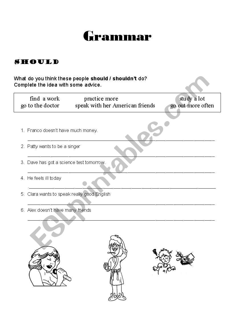 Should - grammar worksheet