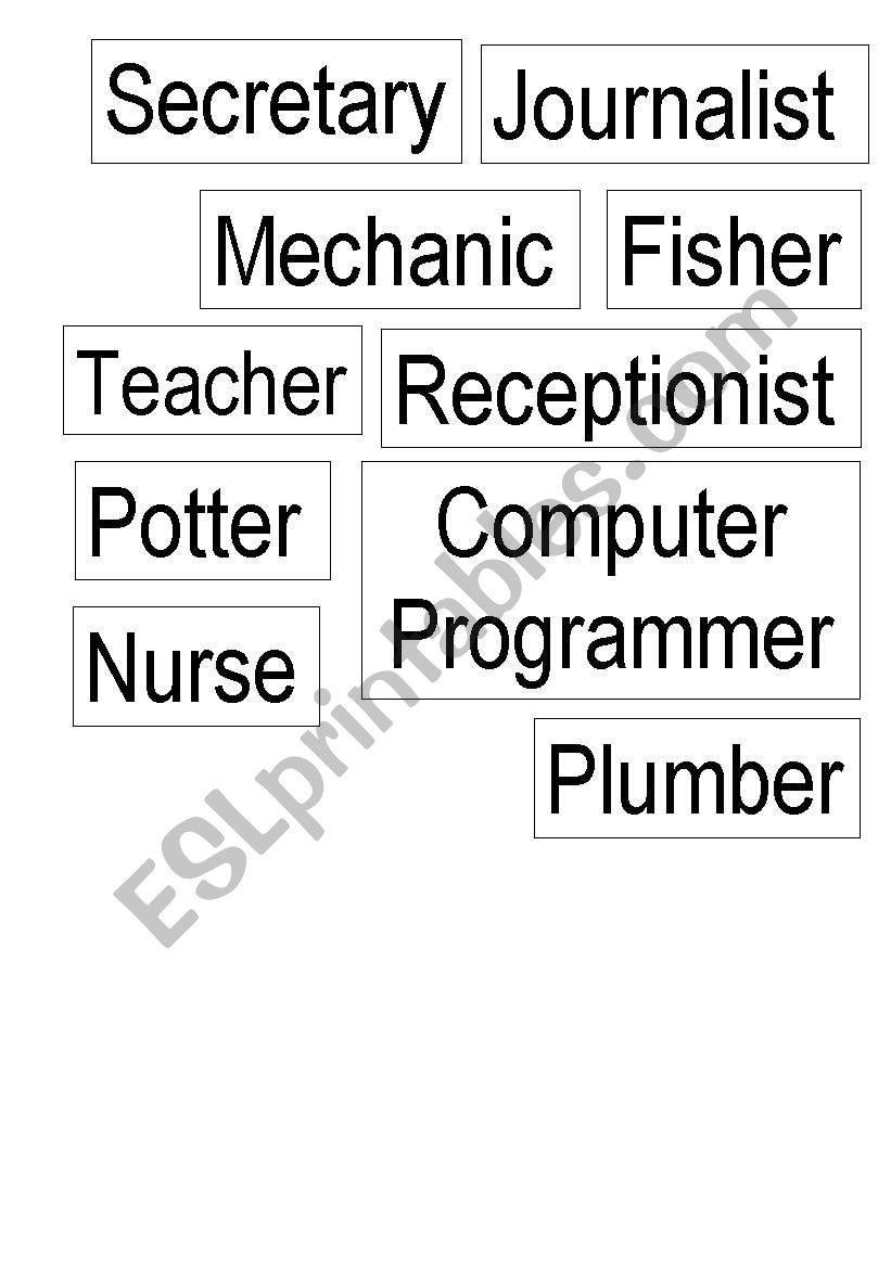 JOBS FLASHCARDS (10) - ideal for a matching exercise continue