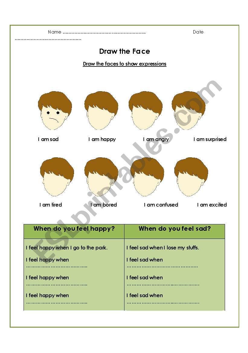 Draw the Face worksheet