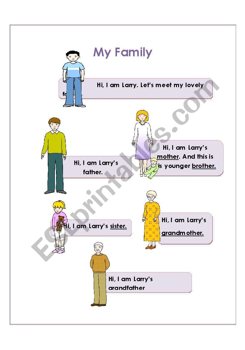 Meet Larrys Family worksheet