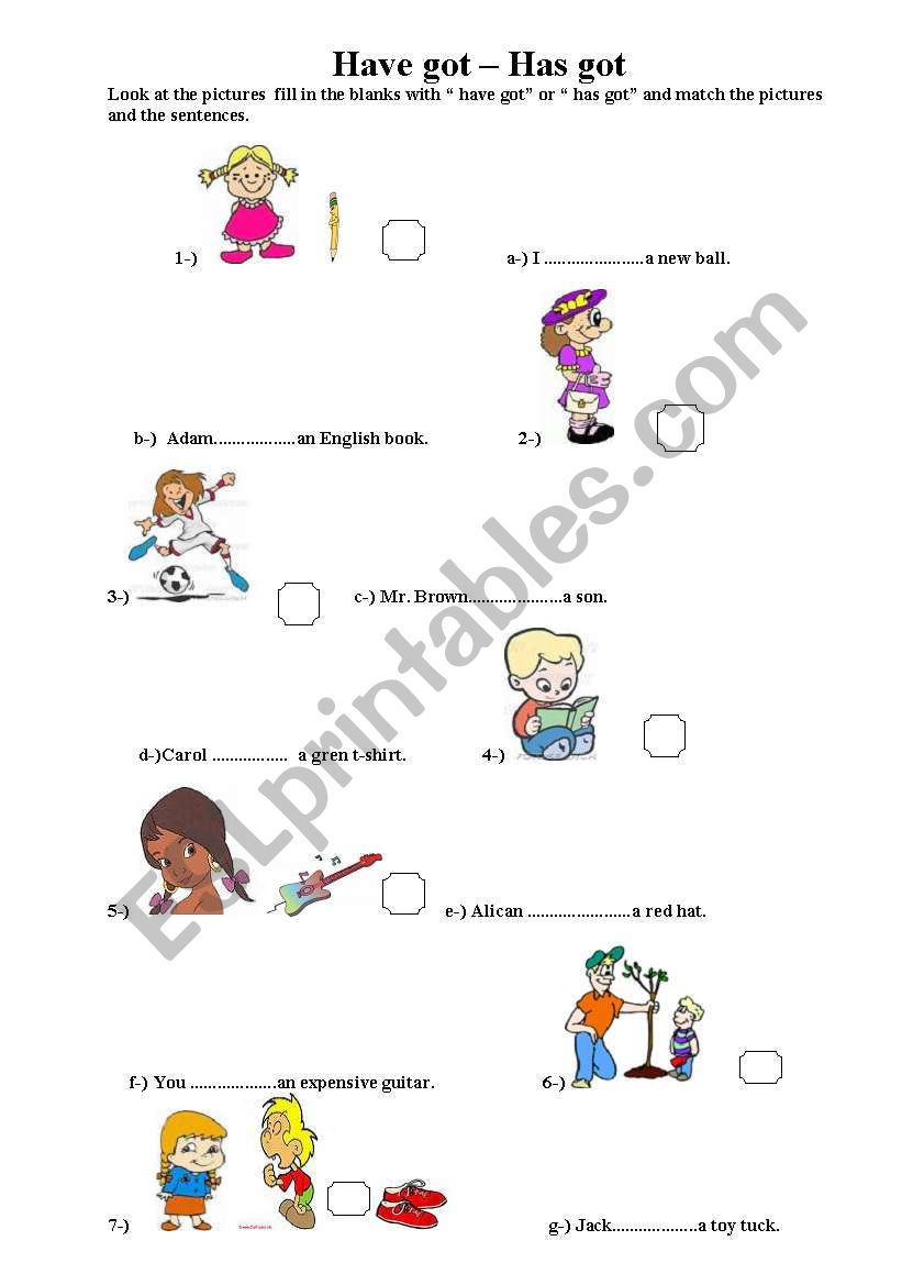 have got-has got worksheet