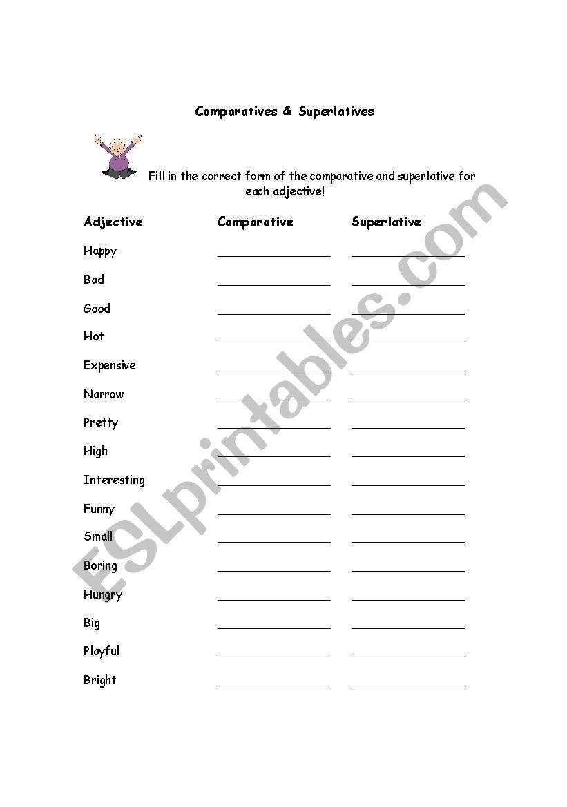 Comparatives & Superlatives worksheet