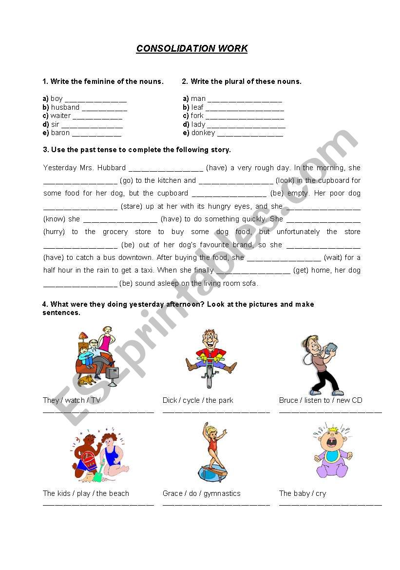 Consolidation work worksheet