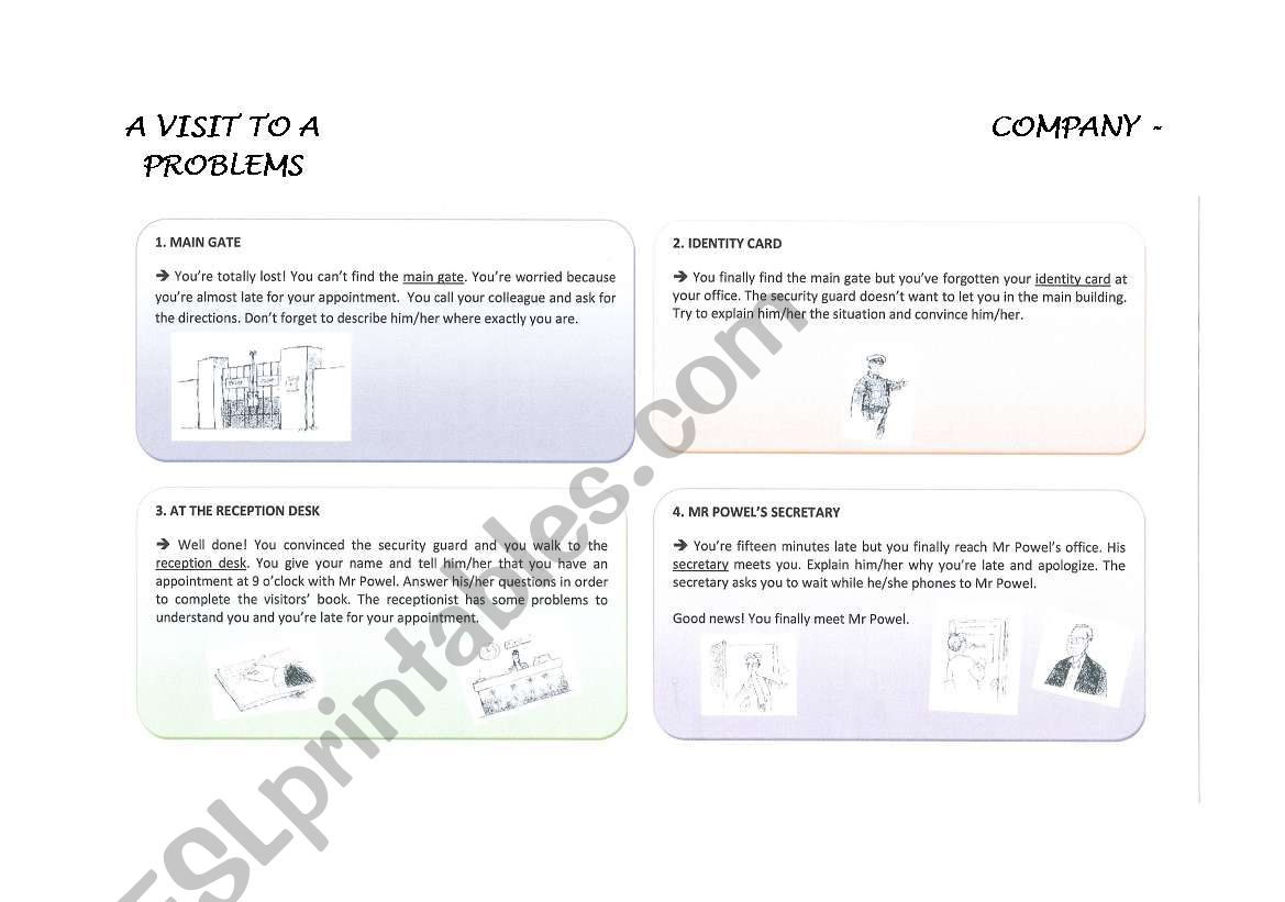 A visit to a company worksheet