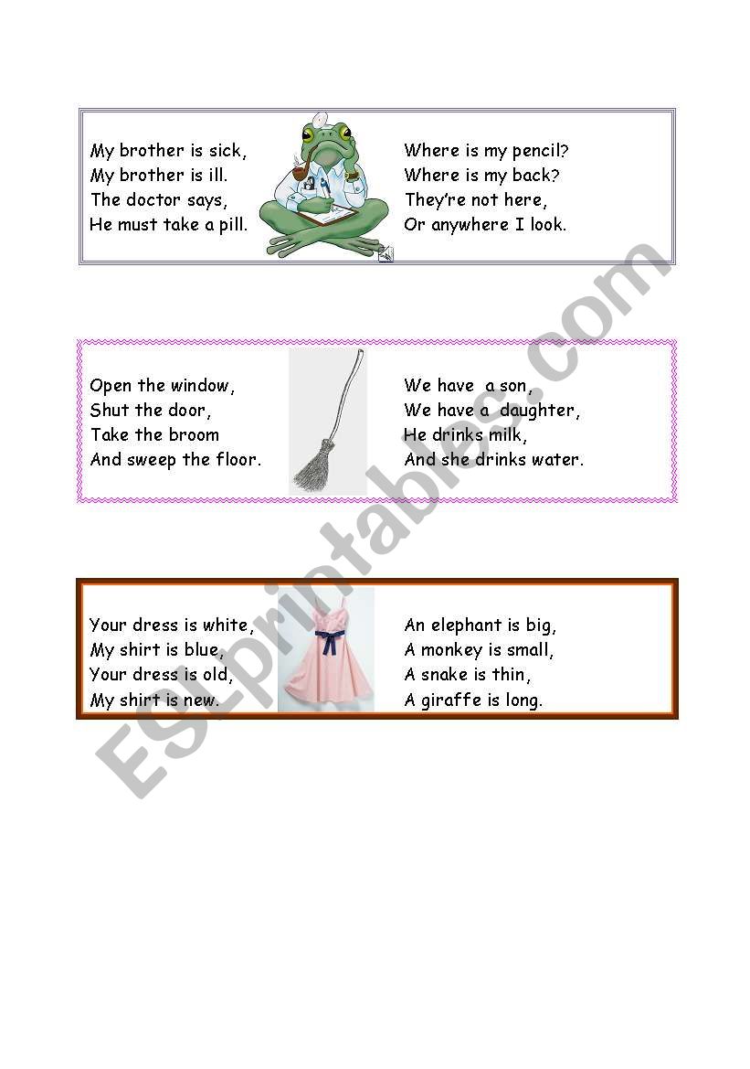 !!!  YOUNG   LEARNERS !!! short poems and rhymes :)  PART 1