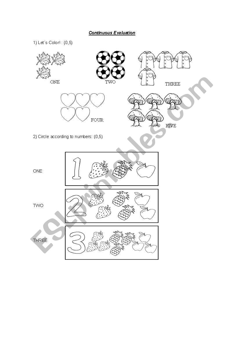 quantities worksheet