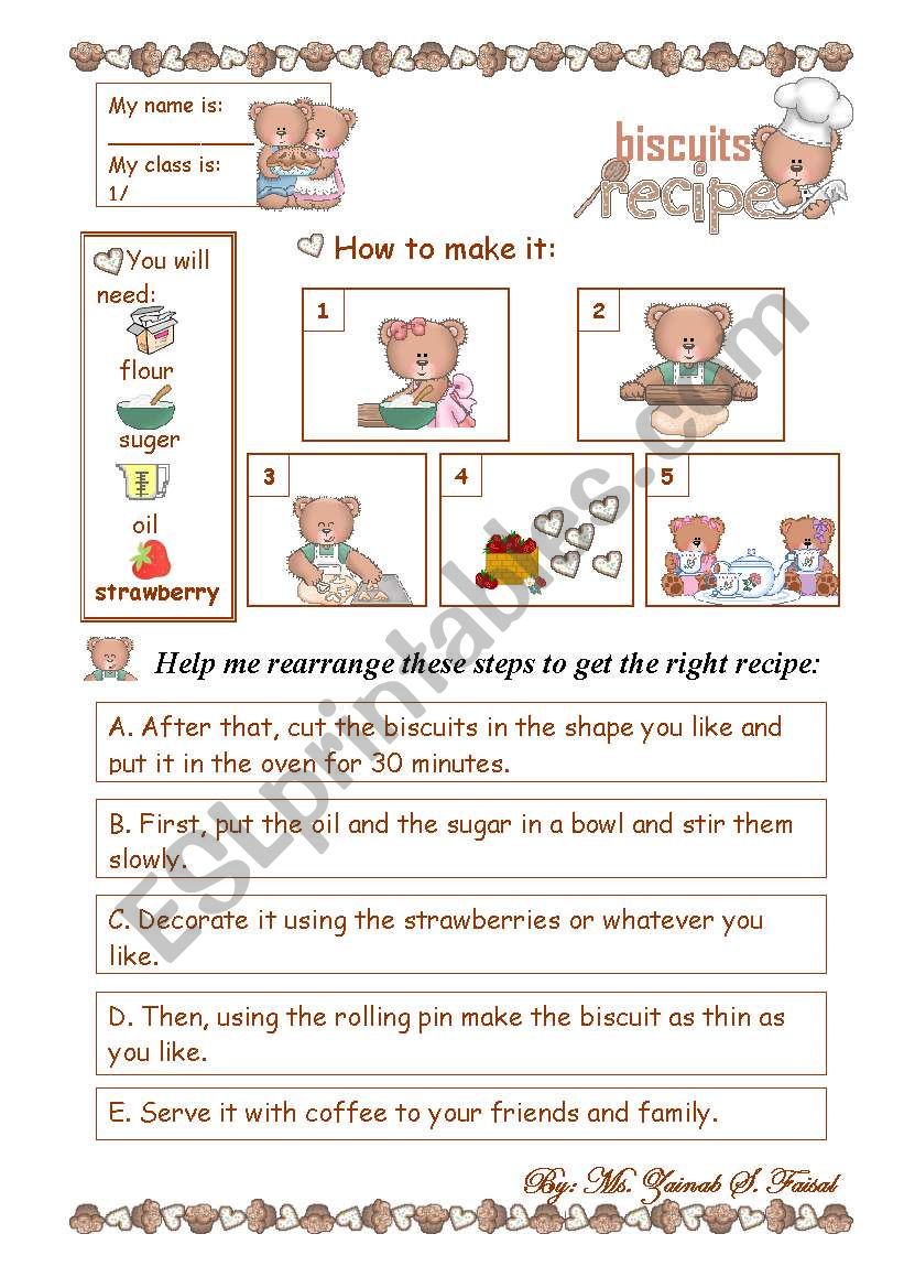 Ordering instructions worksheet