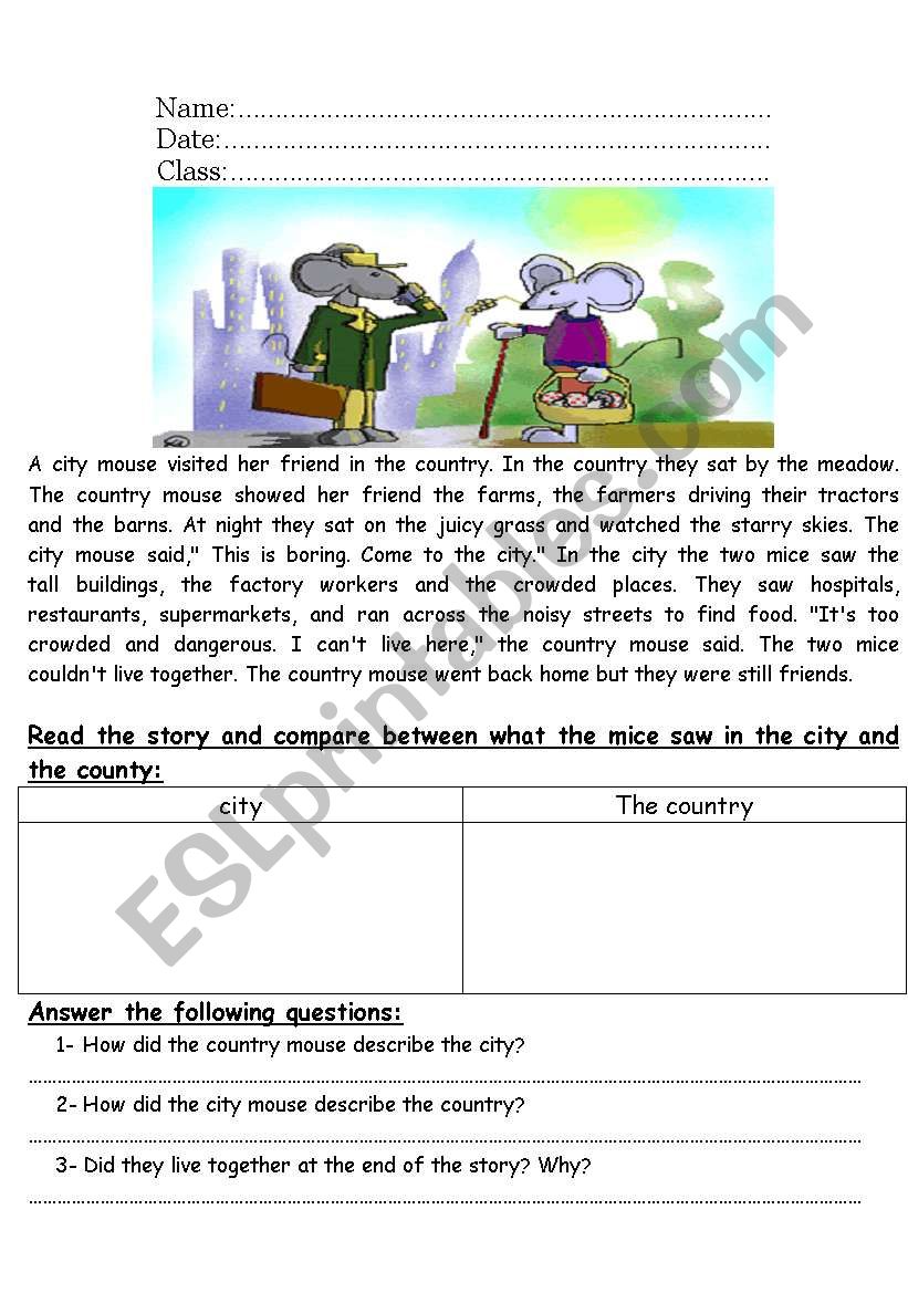 comprehension worksheet