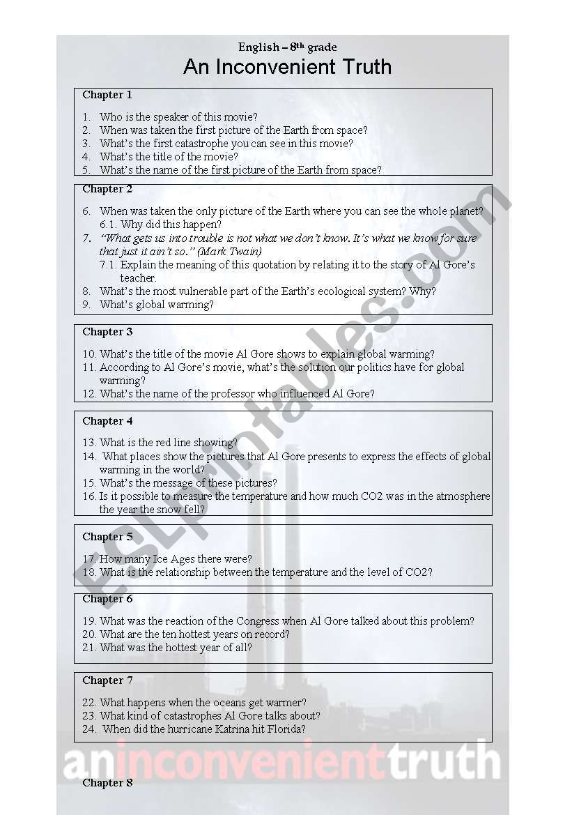 An Inconvenient Truth worksheet