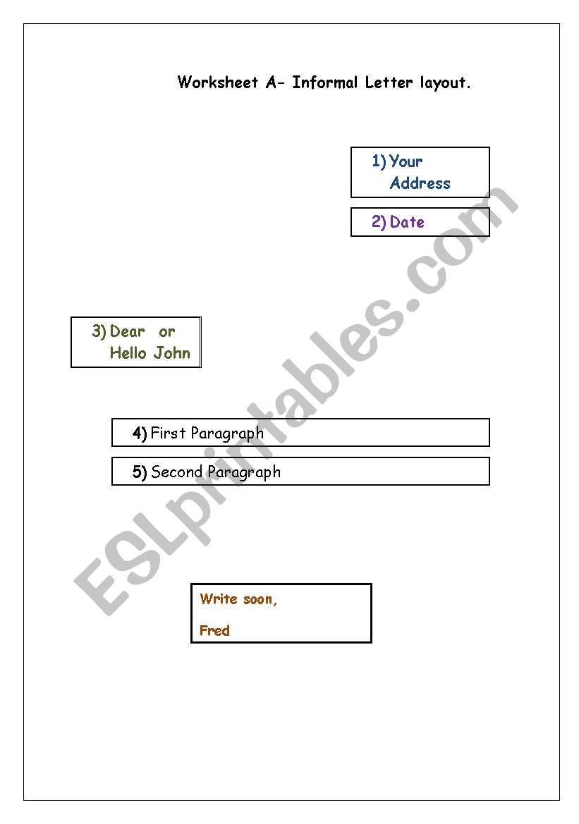 Informal Letter Layout worksheet