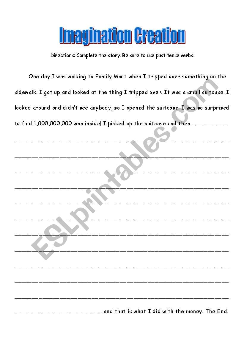 Past Tense Story Writing worksheet