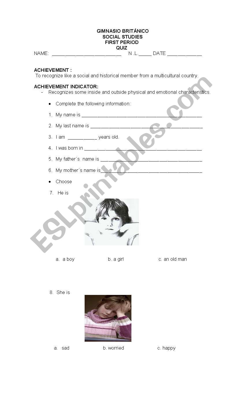 feelings  worksheet