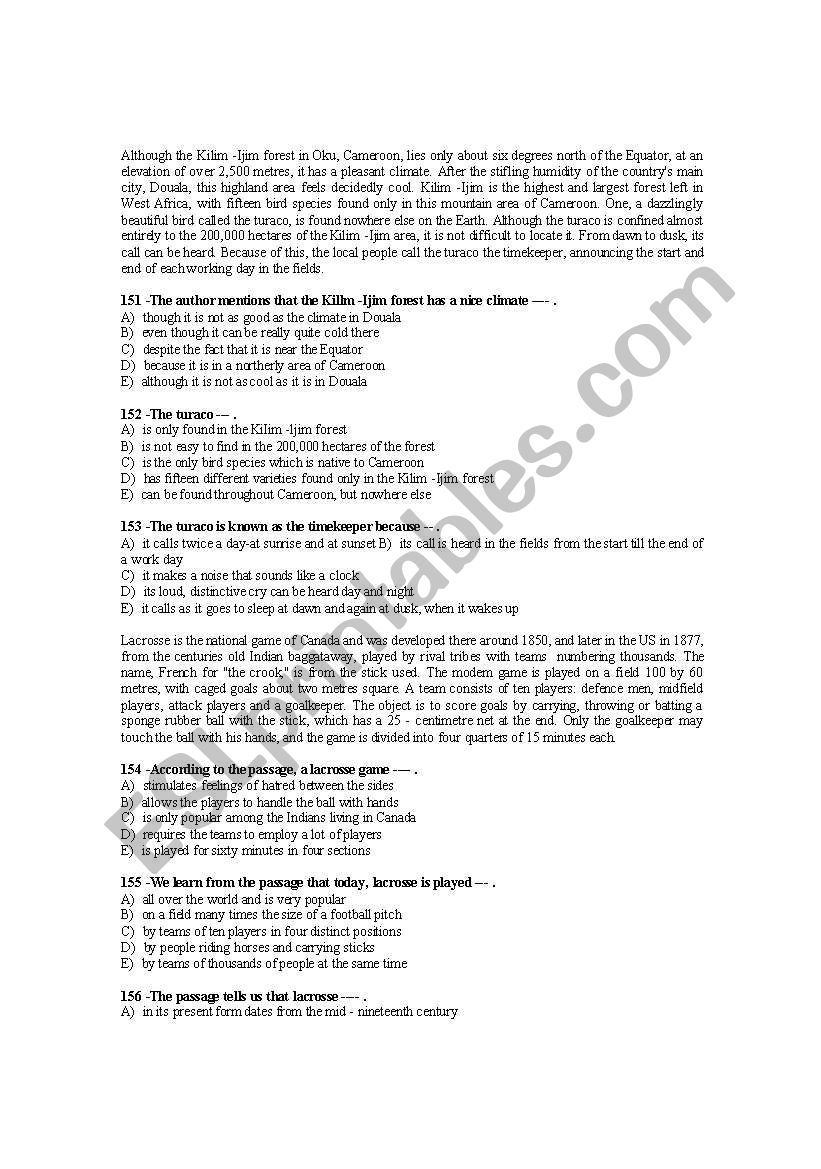 READING PASSAGES11_MCQs worksheet