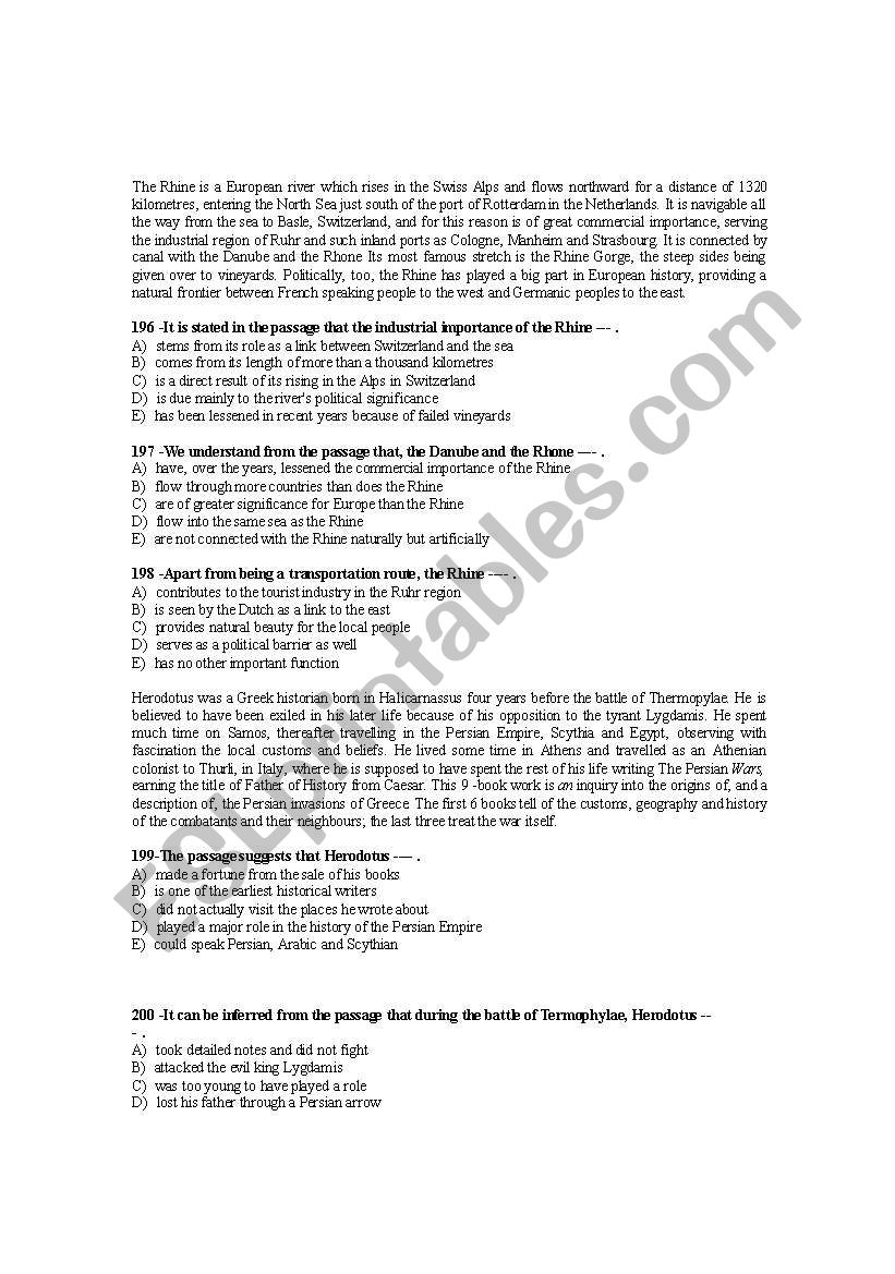 READING PASSAGES14_MCQs worksheet