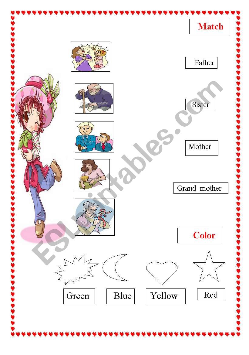 match and color worksheet