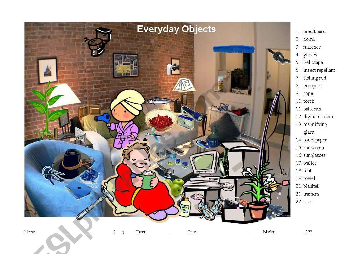 Hidden Object Game for learning vocabulary about everyday objects