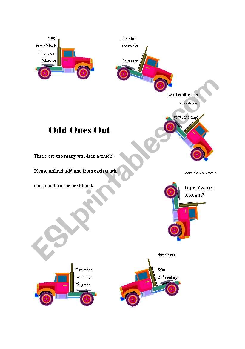 Odd ones out worksheet