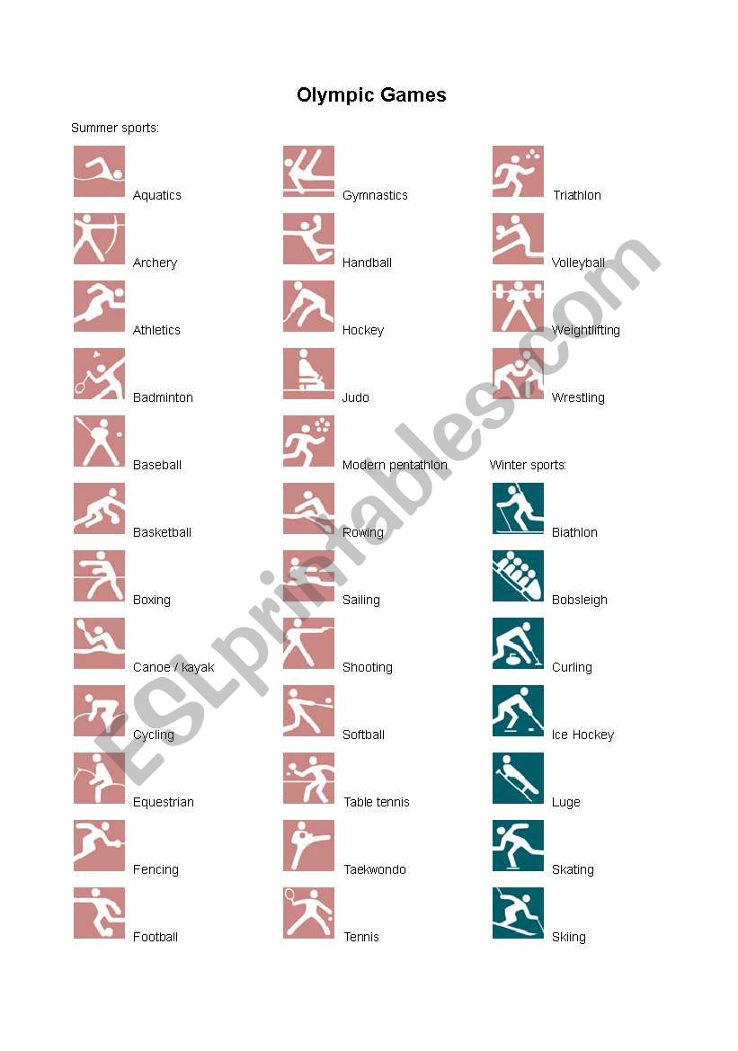 Olympic Games worksheet