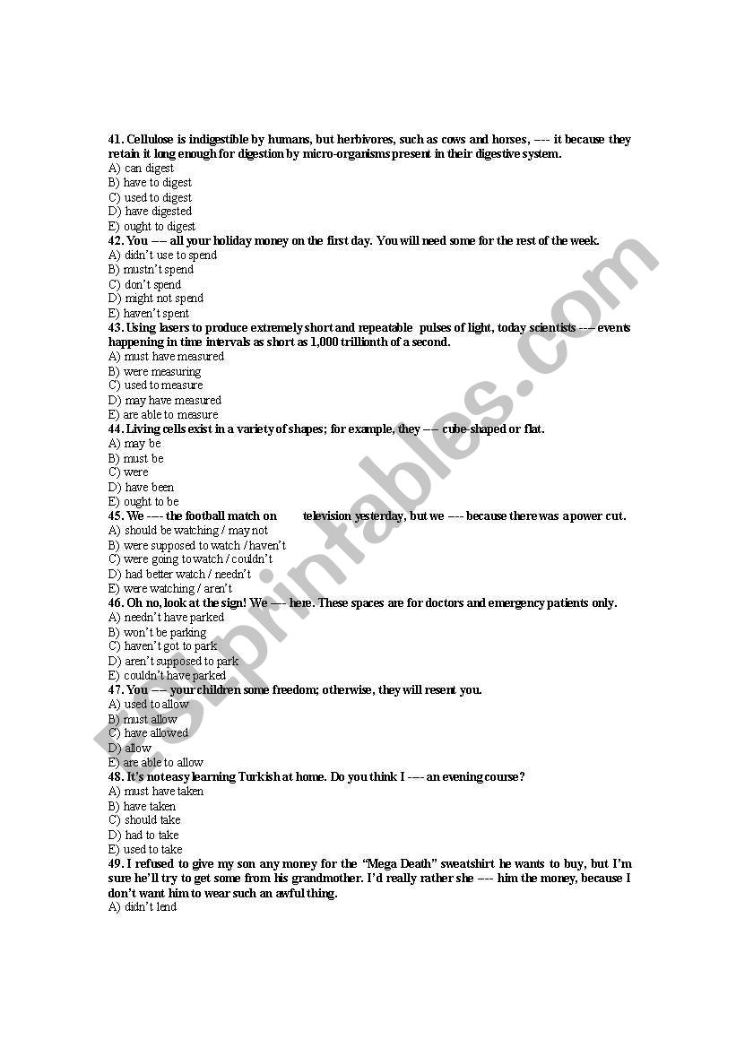 modal verbs3_MCQ worksheet