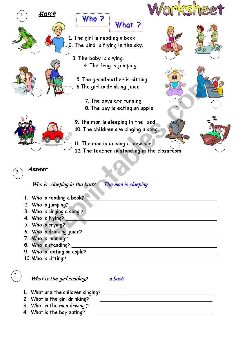 Present Continuous Worksheet worksheet