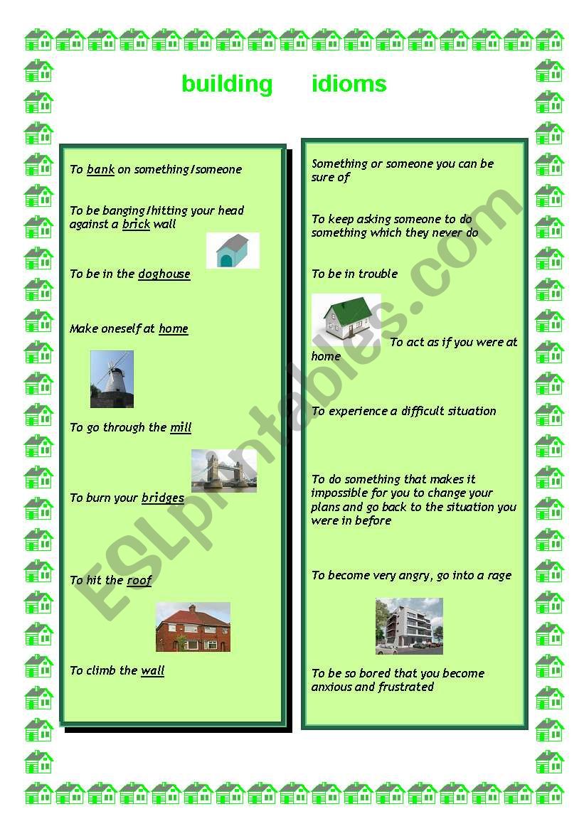 building idioms worksheet