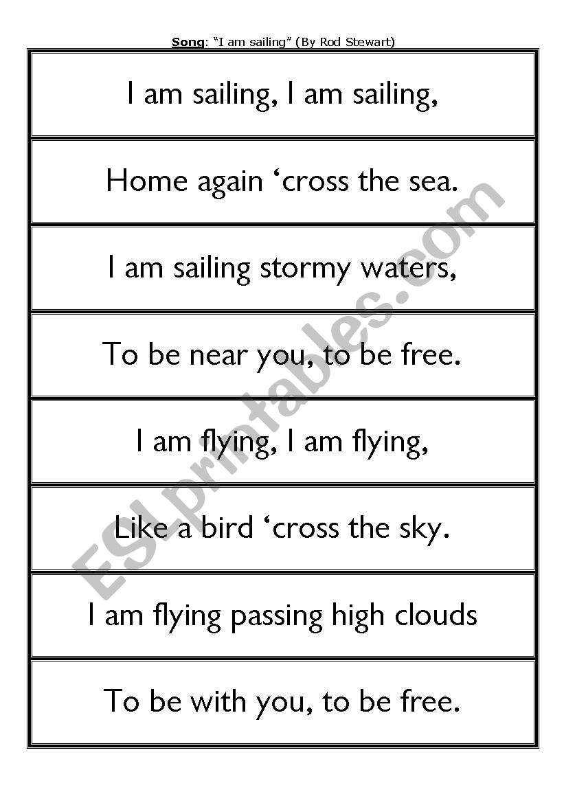 I am sailing (By Rod Stewart) worksheet