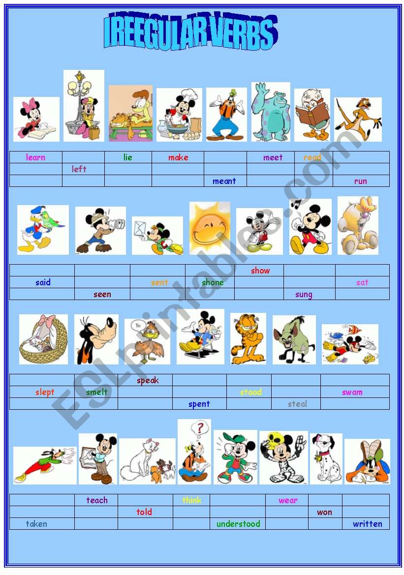 IRREGULAR VERBS (PART II) worksheet
