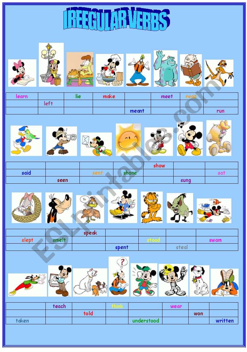 IRREGULAR VERBS (PART II) worksheet