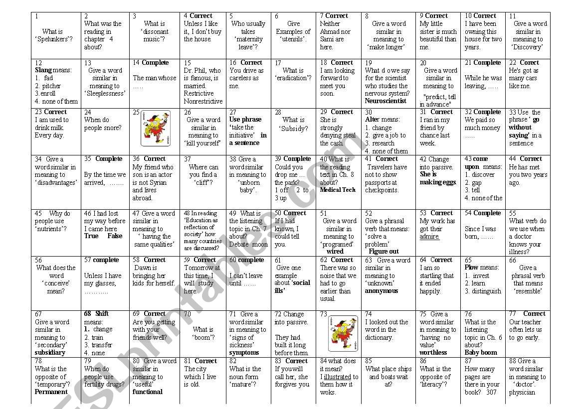 level quiz worksheet