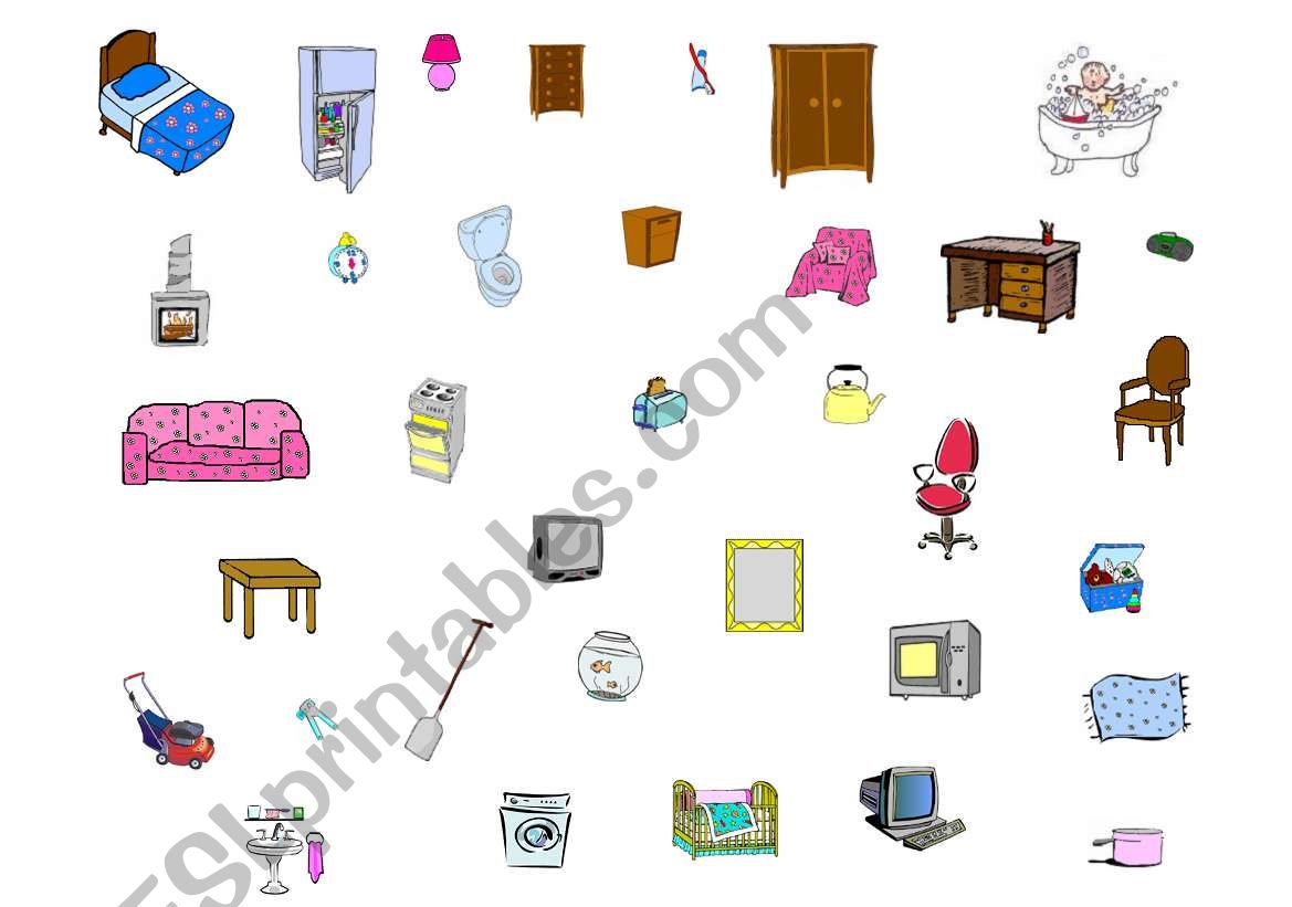 Part 2 of 2 Furniture and Household Objects to go with the Where does it belong House Layout