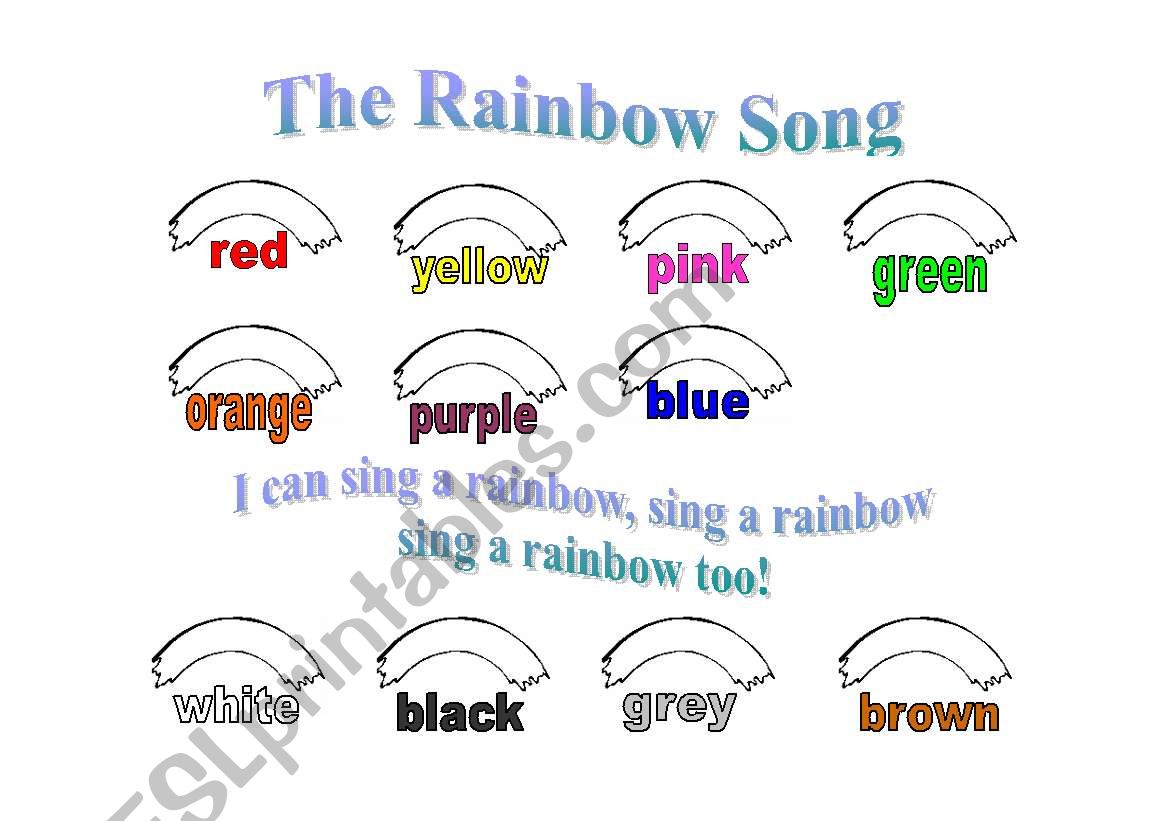 The rainbow song worksheet