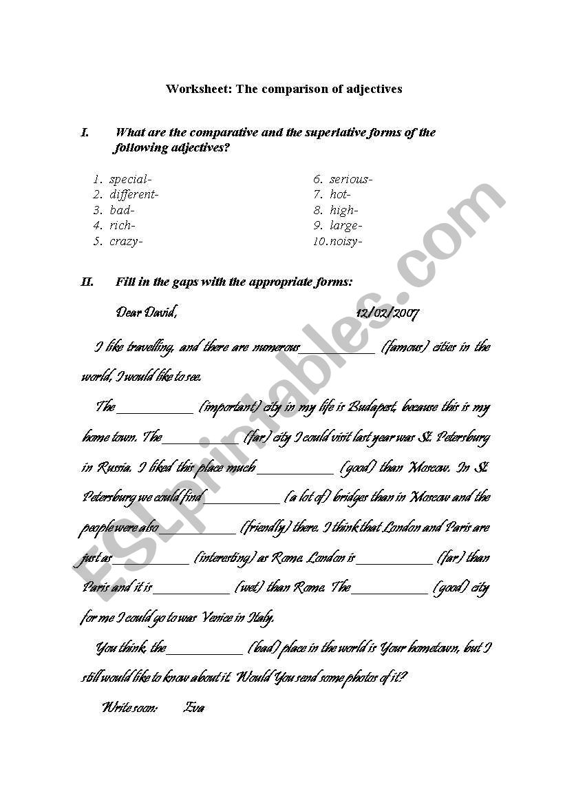 Comparison of the adjectives - practise