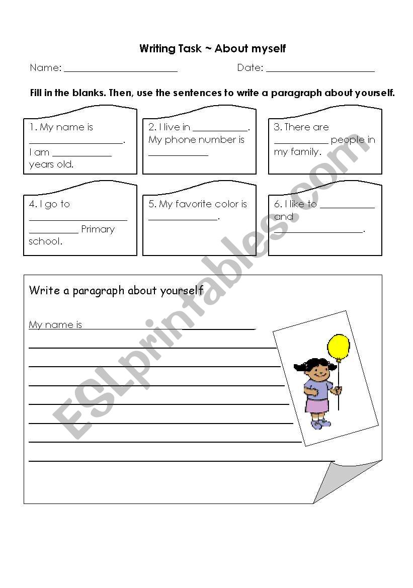 About Myself worksheet