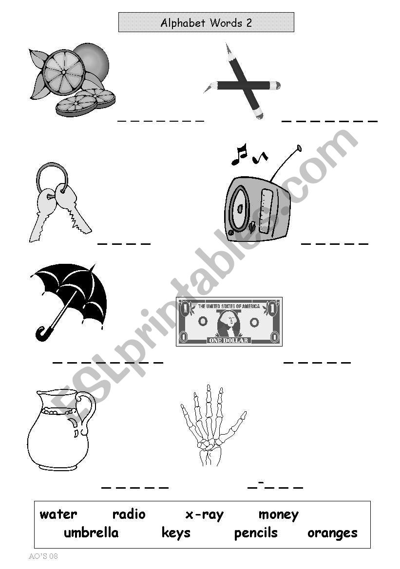 Alphabet Worksheet For Adult ESOL & Literacy Students 2