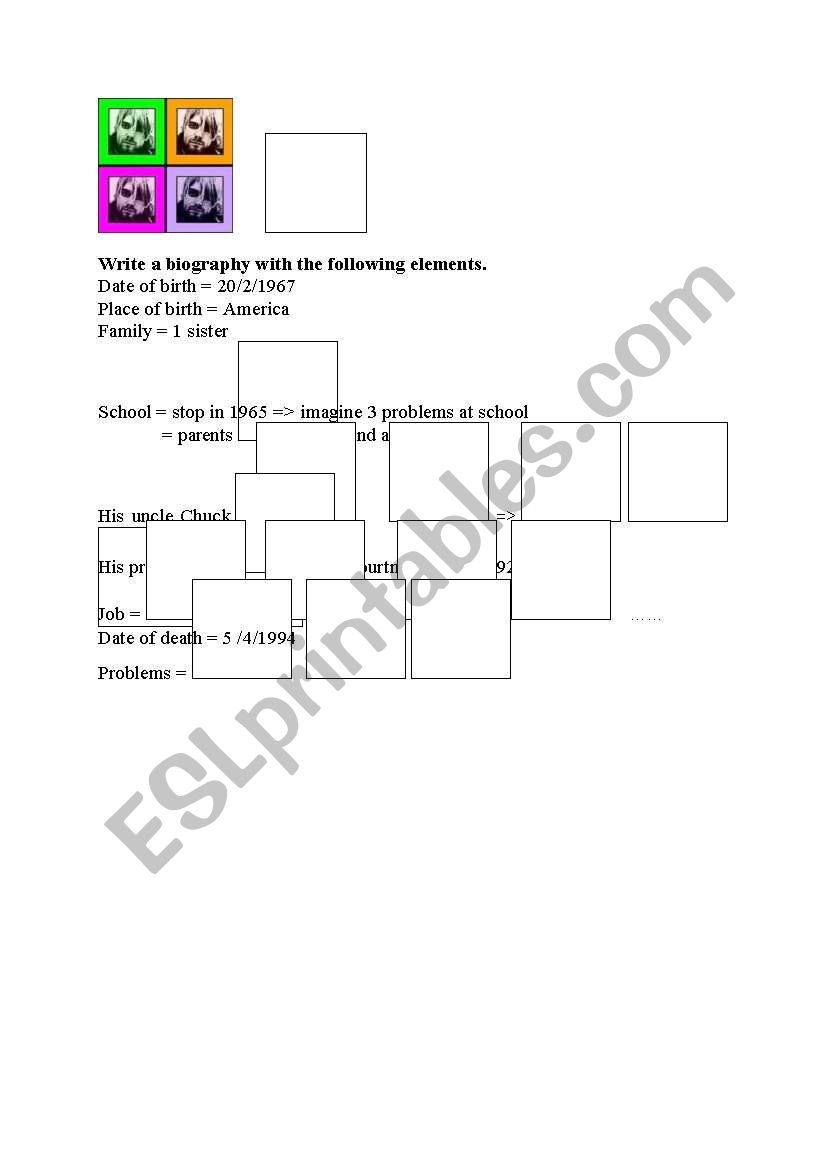 Kurt Cobains biography worksheet