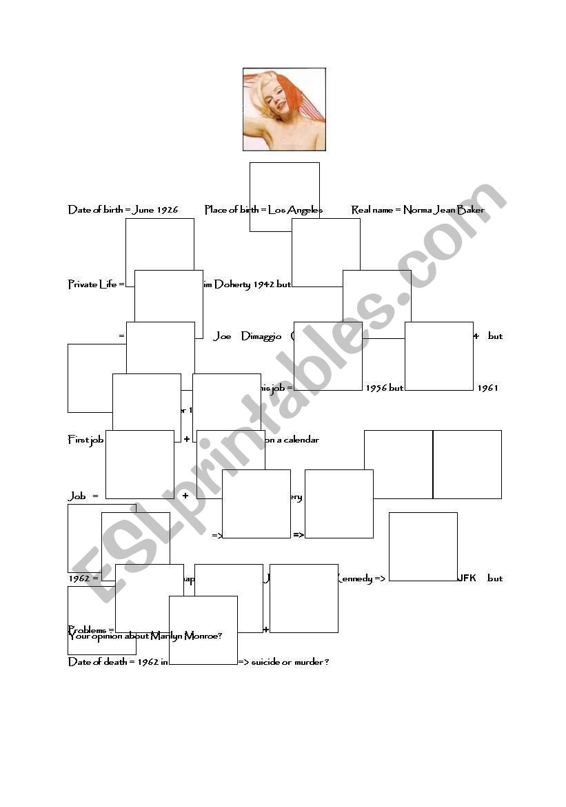 Marylins biographie worksheet