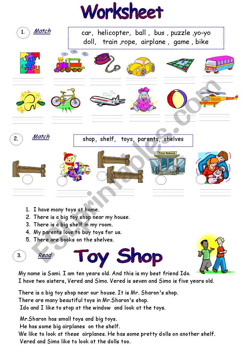 Reading Comprehension/ Toys  worksheet