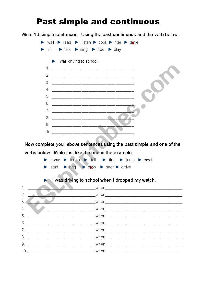 past continuous worksheet