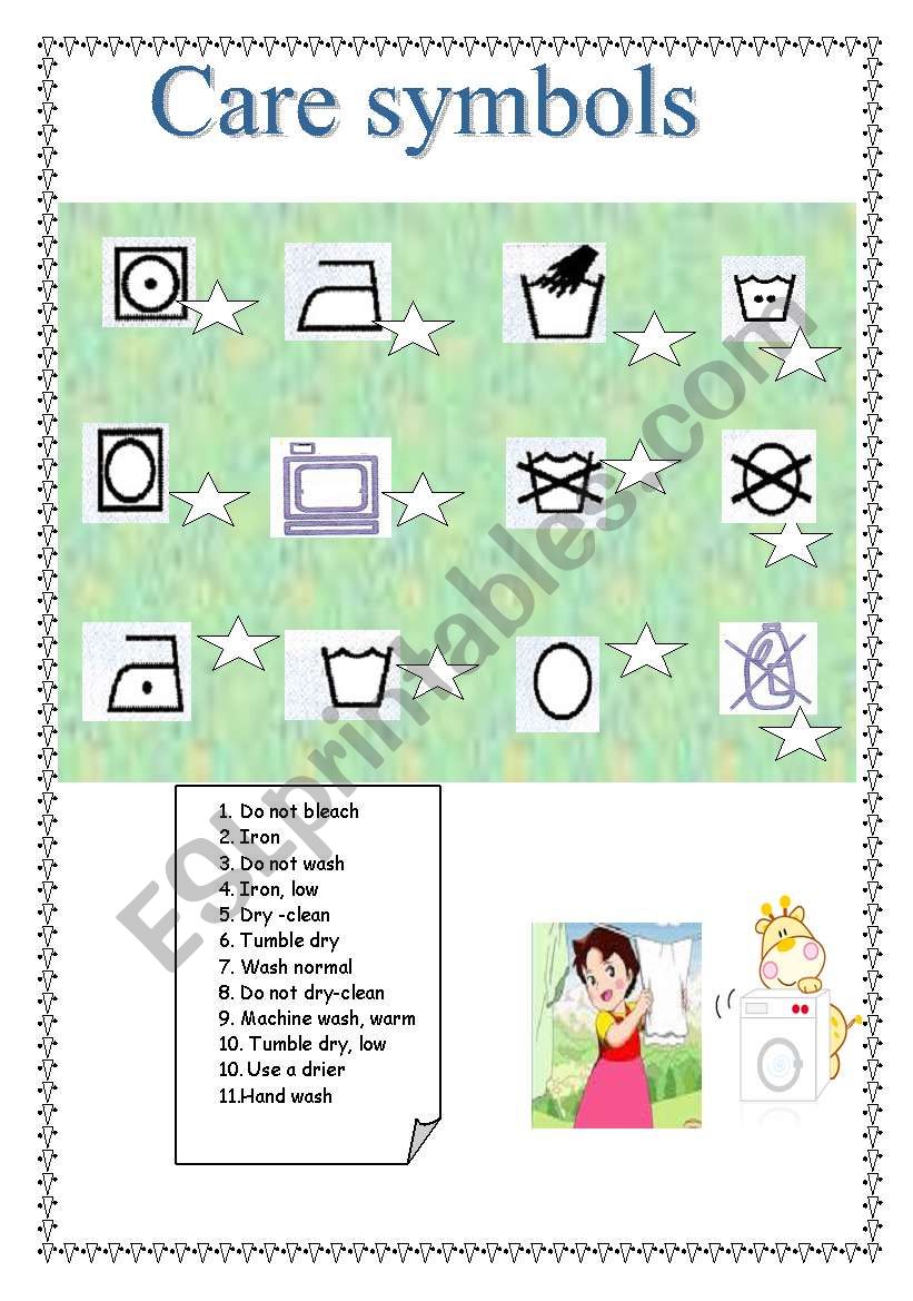 CLOTHES CARE SYMBOLS worksheet